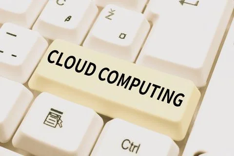 Text caption presenting Cloud Computing. Concept meaning use a network of remote Foto stock