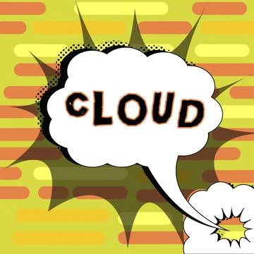 Text caption presenting Cloud. Conceptual photo running workloads remotely over Stock Illustration