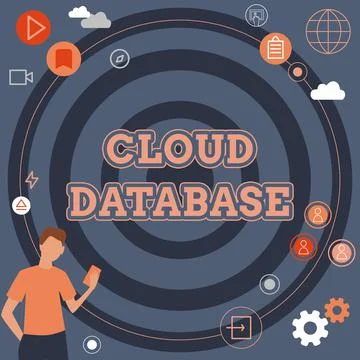Text caption presenting Cloud Database. Business concept optimized or built for Ilustración de archivo
