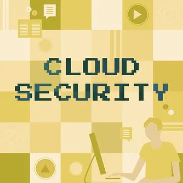 Text caption presenting Cloud Security. Business idea Protect the stored Illustrazione stock