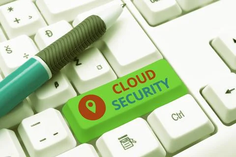 Text caption presenting Cloud Security. Business overview Imposing a secured 库存照片