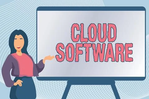 Text caption presenting Cloud Software. Business showcase Programs used in 库存插图