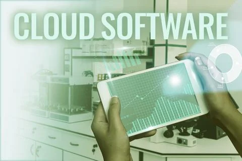 Text caption presenting Cloud Software. Word Written on Programs used in Storing 库存照片
