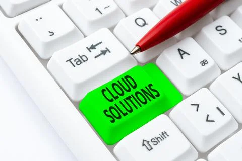 Text caption presenting Cloud Solutions. Business overview ondemand services or Stock Photos