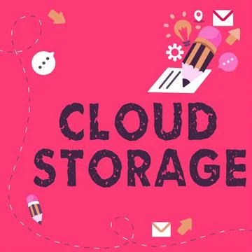Text caption presenting Cloud Storage. Concept meaning computing connect devices Stock Illustration