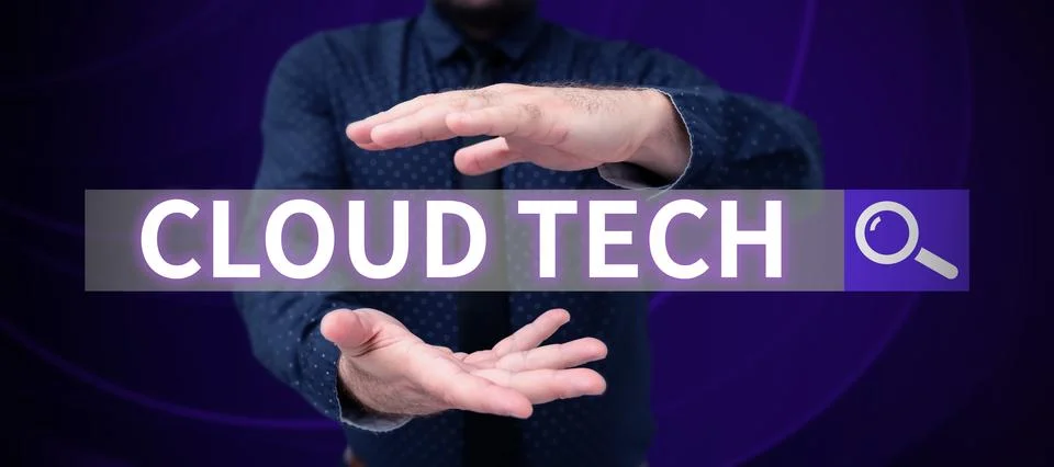 Text caption presenting Cloud Tech. Concept meaning storing and accessing data Foto stock