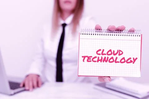 Text caption presenting Cloud Technology. Conceptual photo storing and accessing Foto stock