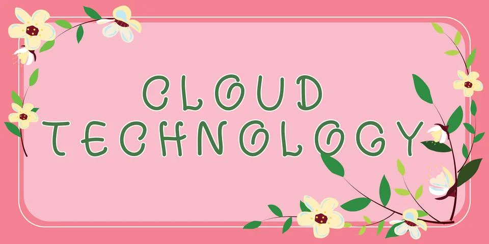 Text caption presenting Cloud Technologystoring and accessing data and programs Illustrazione stock