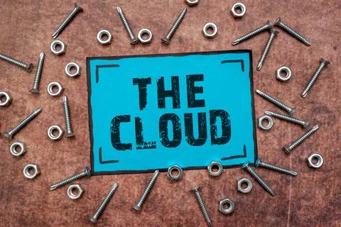 Text caption presenting The Cloud. Word Written on Programs used in Storing 库存照片