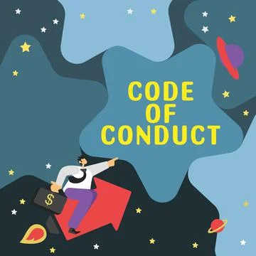 Text caption presenting Code Of Conduct. Business approach Ethics rules moral イラスト素材