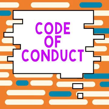 Text caption presenting Code Of Conduct. Business approach Ethics rules moral Stock Illustration