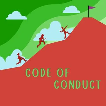 Text caption presenting Code Of Conduct. Business idea Ethics rules moral codes Stock Illustration