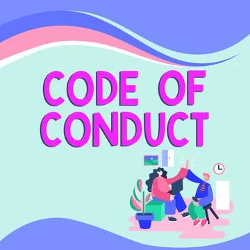 Text caption presenting Code Of Conduct. Business showcase Ethics rules moral Stock Illustration