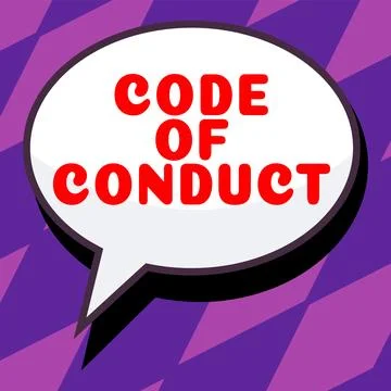 Text caption presenting Code Of Conduct. Word for Ethics rules moral codes Stock Illustration