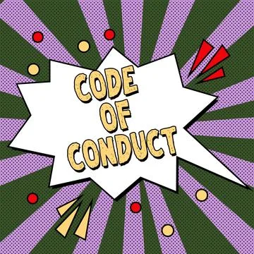 Text caption presenting Code Of Conduct. Concept meaning Ethics rules moral Stock-Illustration