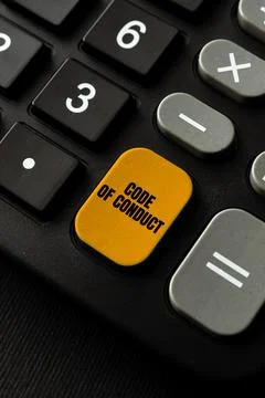 Text caption presenting Code Of Conduct. Business overview set of principles are Stockfoto's
