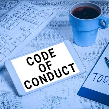 Text caption presenting Code Of Conduct. Conceptual photo set of principles are Stock Photos