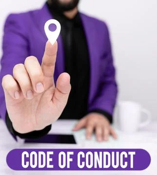Text caption presenting Code Of Conduct. Word for Ethics rules moral codes Stock Photos