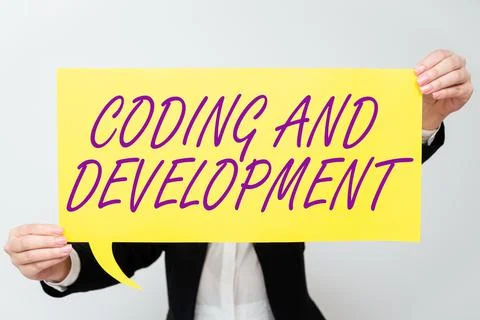 Text caption presenting Coding And Development. Word Written on Programming Stock Photos