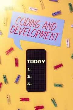 Text caption presenting Coding And Development. Word Written on Programming Stock Photos