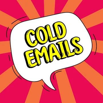 Text caption presenting Cold Emails. Word for unsolicited email sent to a Stock Illustration