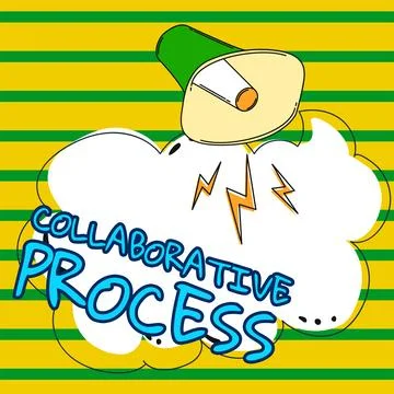 Text caption presenting Collaborative Process. Internet Concept people and Stock Illustration