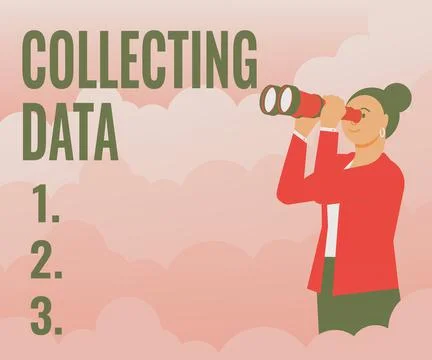 Text caption presenting Collecting Data. Business overview Gathering and Stock Illustration