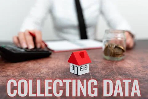 Text caption presenting Collecting Data. Word for Gathering and measuring Foto stock