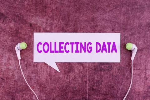 Text caption presenting Collecting DataGathering and measuring information on Stock Photos