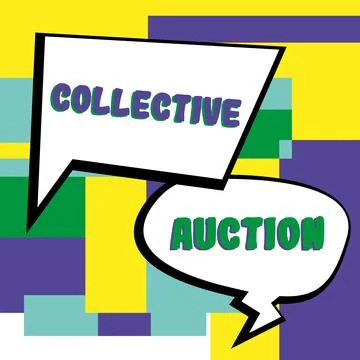 Text caption presenting Collective Auction. Business overview Gathering and Illustrazione stock