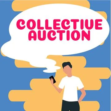 Text caption presenting Collective Auction. Business overview Gathering and Stock Illustration