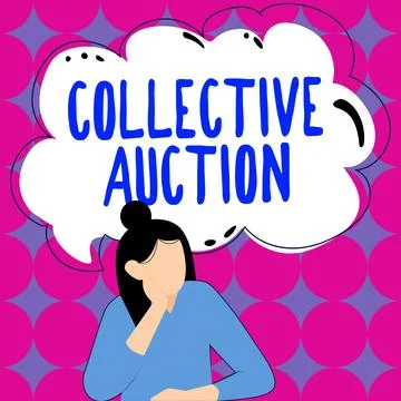 Text caption presenting Collective Auction. Business showcase Gathering and Stock Illustration