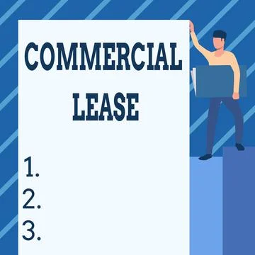 Text caption presenting Commercial Lease. Business overview contract between a Ilustración de archivo