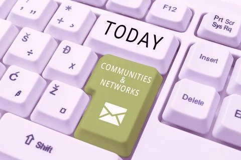 Text caption presenting Communities And Networks, Internet Concept Collaborat Stock Photos
