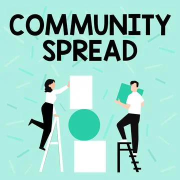 Text caption presenting Community Spread. Concept meaning dissemination of a Stock-Illustration