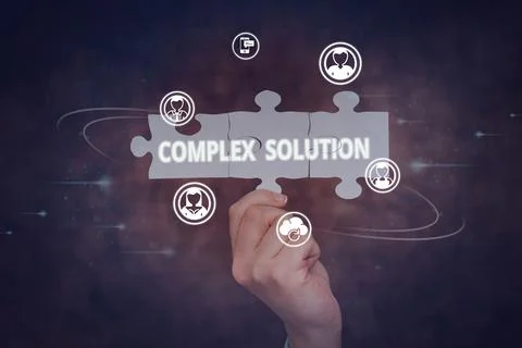 Text caption presenting Complex Solution. Word for significant ideas that are Foto stock