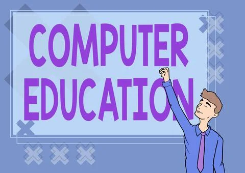 Text caption presenting Computer Education. Conceptual photo gaining basic Stock Illustration