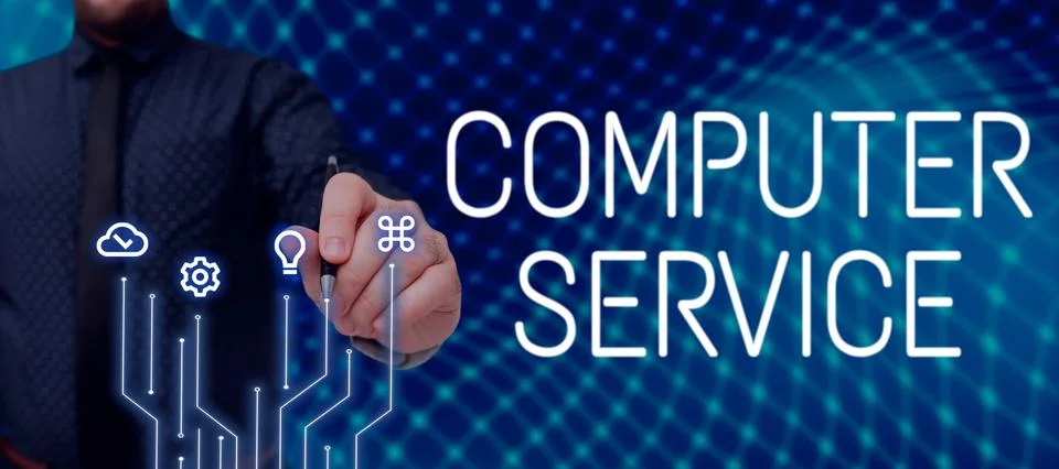 Text caption presenting Computer Service. Business idea process of gathering Foto stock