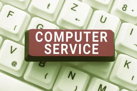 Text caption presenting Computer Service. Word Written on process of gathering Foto stock