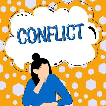 Text caption presenting Conflict. Concept meaning disagreeing with someone about Stock Illustration
