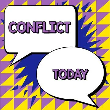 Text caption presenting Conflict. Conceptual photo disagreeing with someone Stock Illustration