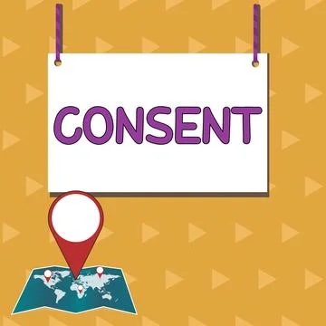 Text caption presenting Consent. Business idea general agreement about Ilustración de archivo