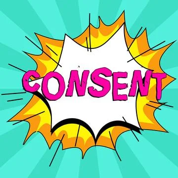 Text caption presenting Consent. Business approach general agreement about Ilustración de archivo