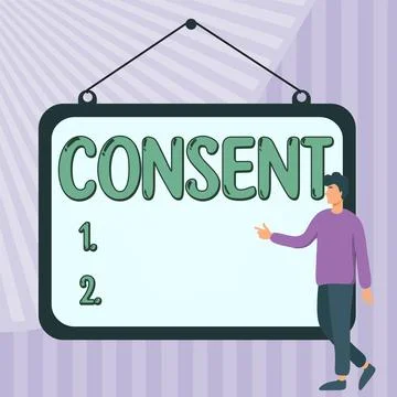 Text caption presenting Consent. Internet Concept general agreement about Ilustración de archivo