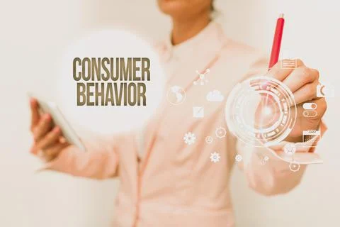Text caption presenting Consumer Behavior. Business overview study of how Stock Photos