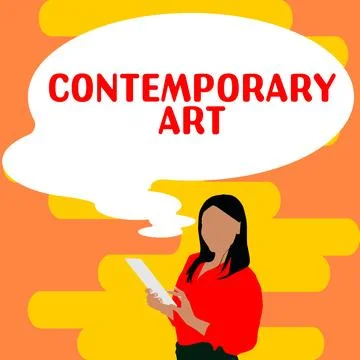 Text caption presenting Contemporary Art. Business idea made today by living Stock Illustration