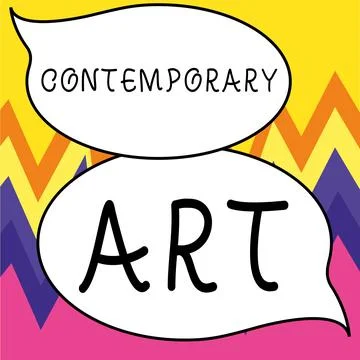 Text caption presenting Contemporary Art. Business overview made today by living Stock Illustration
