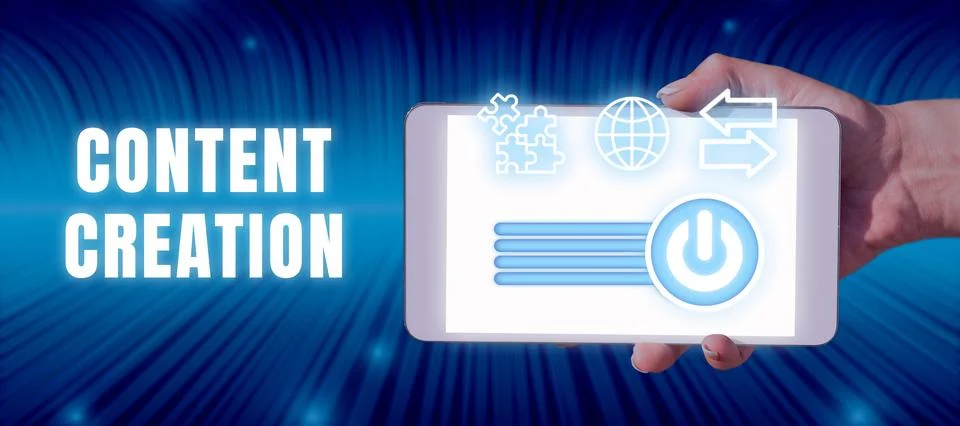 Text caption presenting Content Creation. Business idea contribution of 스톡 사진