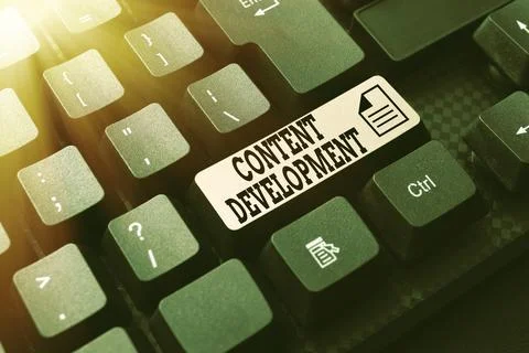 Text caption presenting Content Development. Business overview Specialized in Foto stock