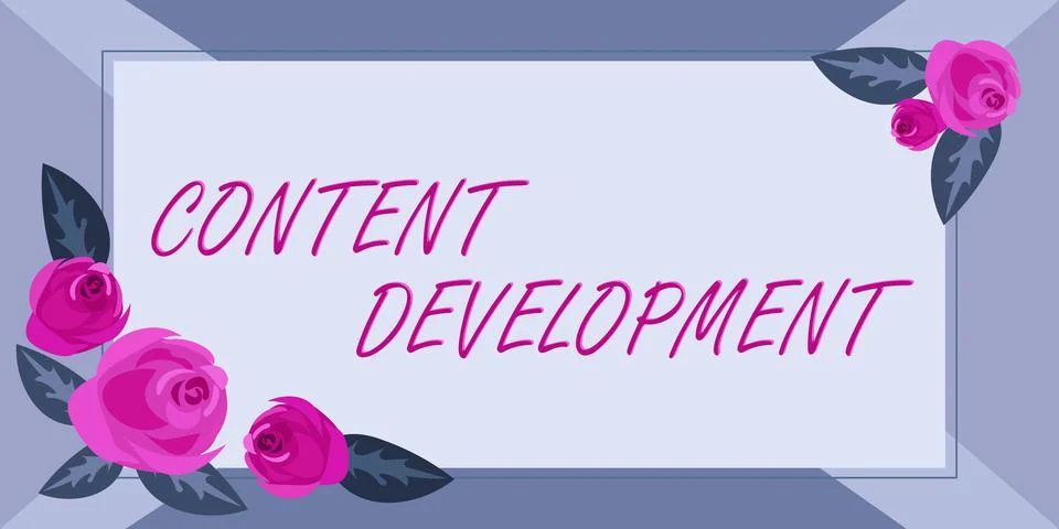 Text caption presenting Content DevelopmentSpecialized in Graphic Design Stock Illustration